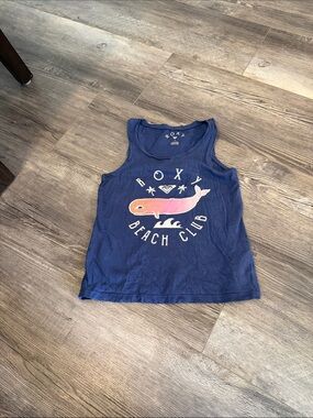 Roxy Navy Tank Top with Pink-Orange Whale Graphic